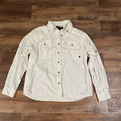 Eastern Mountain Sports Off White Button-Up 100% Nylon Gorpcore Hiking Outdoors - Image 1 of 4