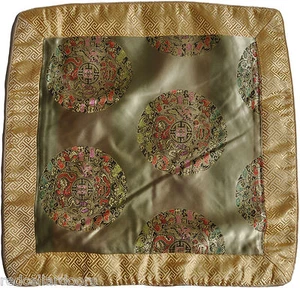 New Stunning Mellow Yellow Satin Cushion Covers Colorful Embroidered Emblem M3-Y - Picture 1 of 2