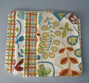 4er Set Wende Blumen Karo Tischsets Baumwolle Canvas MCM Boho - Bild 1 von 5