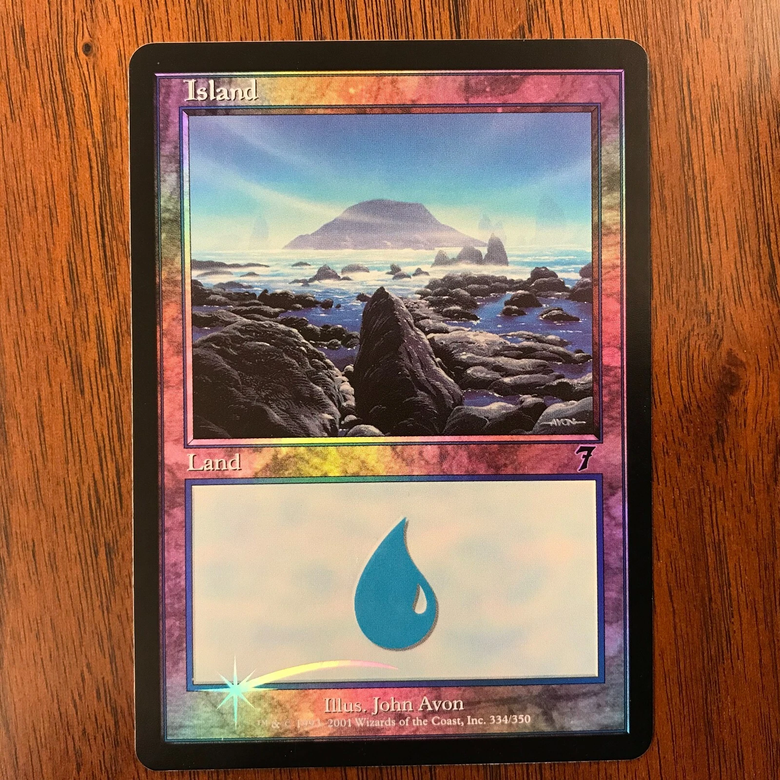 MTG 2001 Seventh Edition FOIL Island #334  Magic the Gathering   Unplayed NM