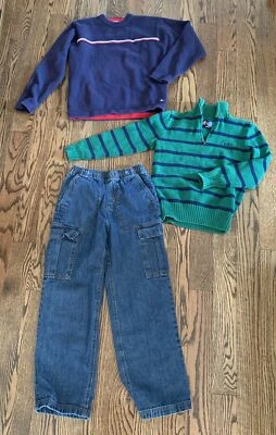Lote 3 Suéteres Jeans Husky Juvenil Masculino Tommy Hilfiger Chaps Canyon Blues Tamanho 10/12 - Imagem 1 de 4