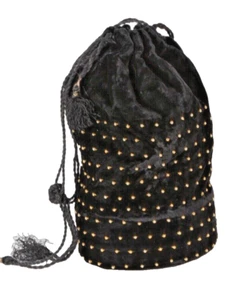 Vintage Black Velvet Studded Bucket Bag Handbag - Picture 1 of 13