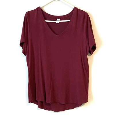Camisa Old Navy Mujer Talla Grande Borgoña Rayón Spandex Manga Corta Verano Foto 1 de 4
