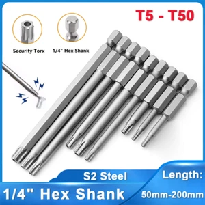 Extra Long Torx Star Hex Security Bit Tamper Proof Screwdriver With Hole T5-T50 - Picture 1 of 70