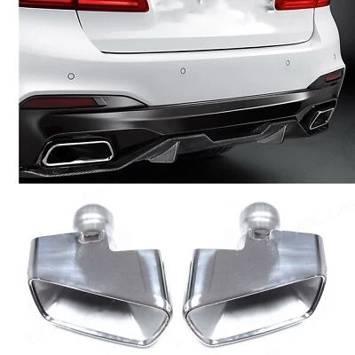 Tubulação de escape traseira prata para 2017-2021 BMW 5-Series G30 G31 530i 540i - Imagem 1 de 4