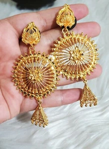 22k Dubai Gold plated Nepali Indian Pakistani Bollywood Earrings 1 gram gold - Picture 1 of 6