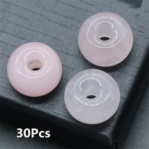30Pcs 18x12mm Natural Rose Quartz Rondelle Large Hole Beads Abacus Bead HT662 - Picture 1 of 4