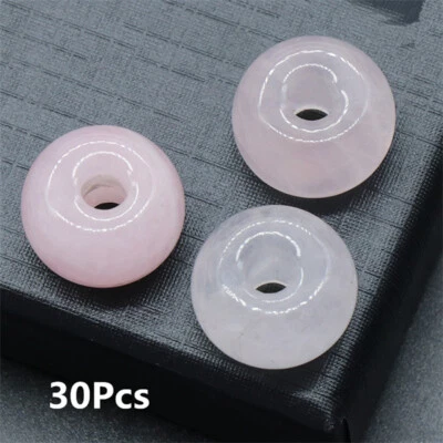 30Pcs 18x12mm Natural Rose Quartz Rondelle Large Hole Beads Abacus Bead HT662 - Image 1 of 4