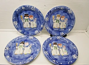 Dinner Plates Snow Couple By Tabletops United  Set Of 4 Plates  10 1/2 in Blue - Picture 1 of 4