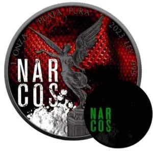 2023 1 OzT .999 Silver Glow in the Dark NARCOS Mexico Libertad Capsule Sleeve - Picture 1 of 3