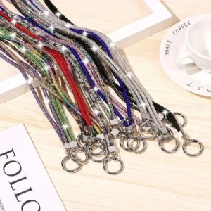 Glitter Bright Rhinestone Phone Lanyard Crystal Neck Strap Ladies Girl Gifts - Zdjęcie 1 z 25