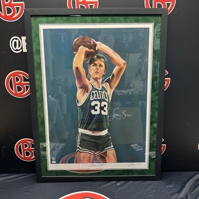 Litografía enmarcada autografiada por Larry Bird James Fiorentino 24/33 certificado de autenticidad JSA Foto 1 de 4