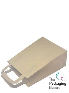 Braun weiß Kraftpapier Tragetaschen mit Griffen Mittagessen Geschenk Party Mitnehmen Tasche - Bild 1 von 15