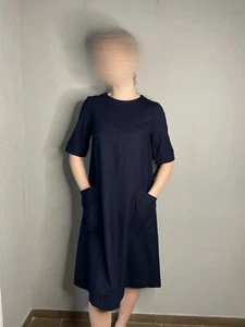 Abito donna brindisi lana navy lunghezza media con tasche taglia UK8 US4 EU36 - Foto 1 di 15