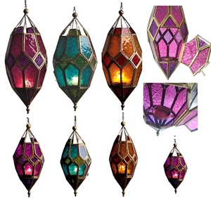 Moroccan Style Glass Lantern Hanging Lamps Tea Light Holder Decor Home Garden UK - Picture 1 of 7