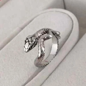 Cool Snake Adjustable Ring Silver Women Girl Men Jewelry Gift UK - Picture 1 of 4