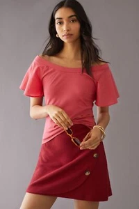 Maeve Anthropologie Off-The-Shoulder Flutter Blouse Top Short Sleeve XS 235034 - Picture 1 of 9