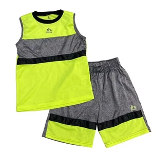 RBX Boys 5/6 Tank Top Shorts Set Athletic Athleisure Hi-Vis Yellow Elastic Waist - Picture 1 of 9