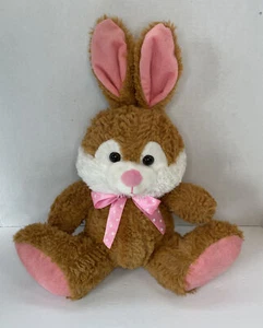 Homerbest Brown white and pink  Soft Plush Stuffed Bunny Rabbit 14”  - Picture 1 of 4
