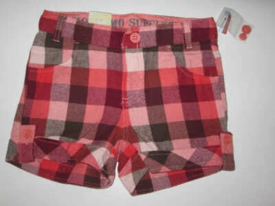 Mossimo Size 7/8 Girls Pink Plaid Flannel adjustable waist Shorts NEW NWT - Image 1 of 2