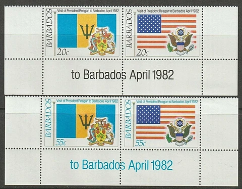 EDSROOM-O9908 Barbados 582a, 584a MNH 1982 Complete President Reagan Visit Cover