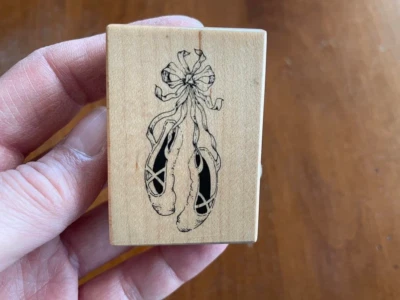 Vintage Rubber Stamp 1987 PSX D-269 BALLERINA BALLET SHOES SLIPPERS Ribbon Dance - Image 1 of 2