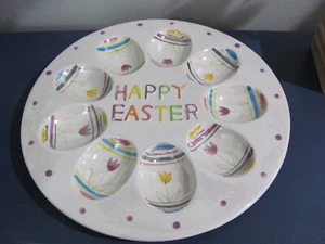 Plato/plato de cerámica de exhibición de huevos de Pascua feliz 10" - Imagen 1 de 4