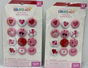 24 (2 packs of 12) Valentine's Day button pins party favors - Picture 1 of 1