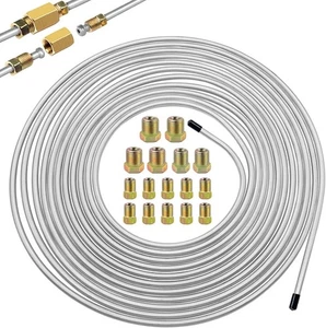 Upgraded 25 Ft 3/16" Brake Line Tubing Kit, 2025 New Stainless Brake Silver - Imagen 1 de 2