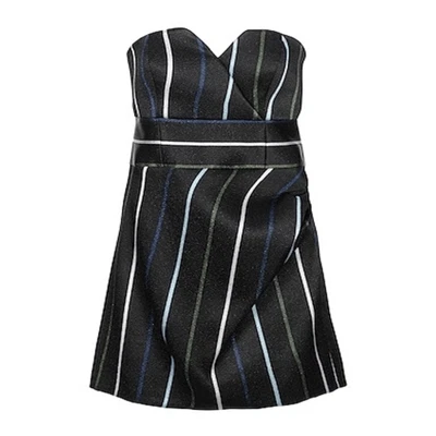Emporio Armani NWT Draped Metallic-Stripe Strapless Dress Black Size IT 40/US 4 - Image 1 of 4