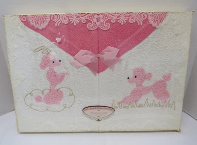 Vintage Royal Terry Pink Poodles Bath Towels Wash Cloths Set Heaven & Earth USA - Image 1 of 4