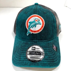 Miami Dolphins NFL NE "Team Slick" Retro Trucker Adjustable Hat~Distressed Aqua - Picture 1 of 5