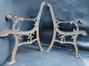 Salvaged Pair Cast Iron Victorian Park Bench Legs Ends WORN AS IS PARTS REPAIR - Picture 1 of 11