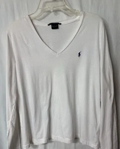 Ralph Lauren Sports With Polo Logo Womens White Long Sleeve Shirt Size Large - Picture 1 of 11