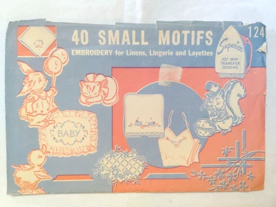 Motifs Embroidery Transfer Iron On Superior 124 Craft Pattern VTG Linen Lingerie - Image 1 of 4