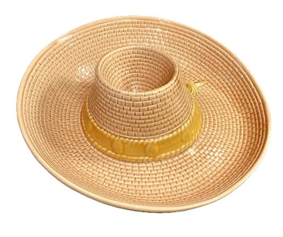 VTG Hand Made 1992 In Portugal Sombrero Chips & Salsa Dip Server Bowl - Image 1 of 4