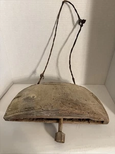 Antique Vintage Wooden Crafted Cow Bell Hand Carved India - Picture 1 of 10