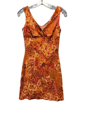 Винтажный изящный цветочный многоцветный обтяжку мини-платье Sz S цветочный ретро кукла - Изображение 1 из 4