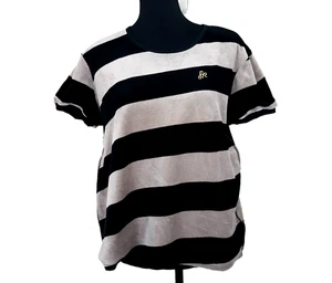 Sonia Rykel Samt Top Damen Gr. XXL Pullover Logo schwarz Streifen Paris Frankreich - Bild 1 von 9