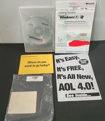 PC con Windows 98 manual de inicio con CD y llave OEM + captura de pantalla (leer) Foto 1 de 4