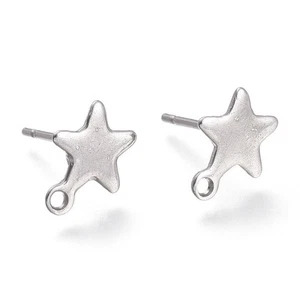 2 Pairs, 304 Stainless Steel Star Earring Stud 10x8x0.8mm - Picture 1 of 8