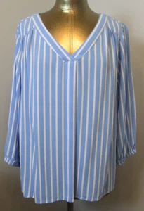 St Johns Bay Blau & Weiß Gestreiftes Top V-Ausschnitt Damen Größe 0X Brustumfang 50 212-33982 - Bild 1 von 7