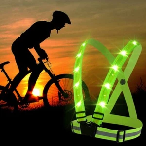 Safety Adjustable Rechargeable LED  Reflective Belt Vest for Running Cycling - Picture 1 of 11
