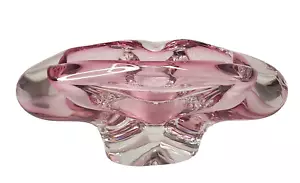 Vintage Chribska Czech Glass Bowl Josef Hospodka Cranberry Sommerso Design - Picture 1 of 9