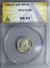 Click now to see the BUY IT NOW Price! 1911 D BARBER DIME ANACS MS 63  2329684 