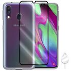 Anti-Shatter Black Frame Screen Protector+Soft Tpu Case For Samsung Galaxy A40