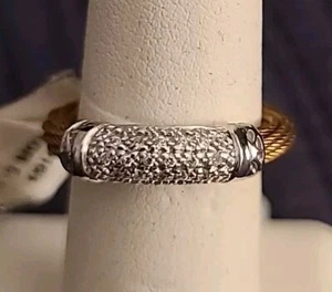 Charriol 18K WG / Rose SS  Celtic Classique DIAMOND Cable Ring  Size 6.5 NIB - Picture 1 of 6