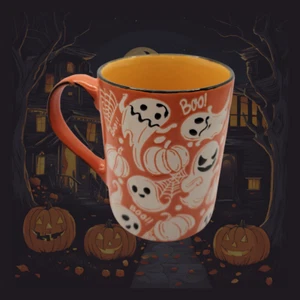 Taza de café grande de Halloween Boo Ghost Orange Spectrum Designz 18 oz nueva - Imagen 1 de 12
