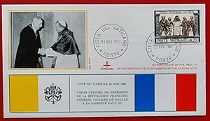 VATICANO VATICAN 1967 FRANCE PRESIDENT GENERAL CHARLES DE GAULLE TO POPE PAUL VI - Bild 1 von 2