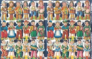 Vintage Lithograph Paper Scraps Images CHILDREN WORLD COSTUMES printed England - Picture 1 of 3